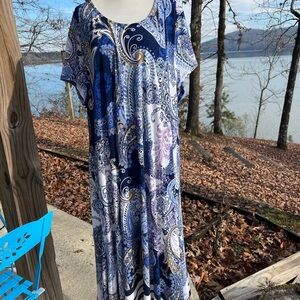 Chico's Blue and White Paisley Maxi Dress